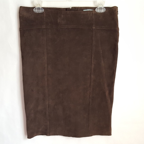 Marciano Dresses & Skirts - Marciano Brown Suede Leather Skirt Size 6